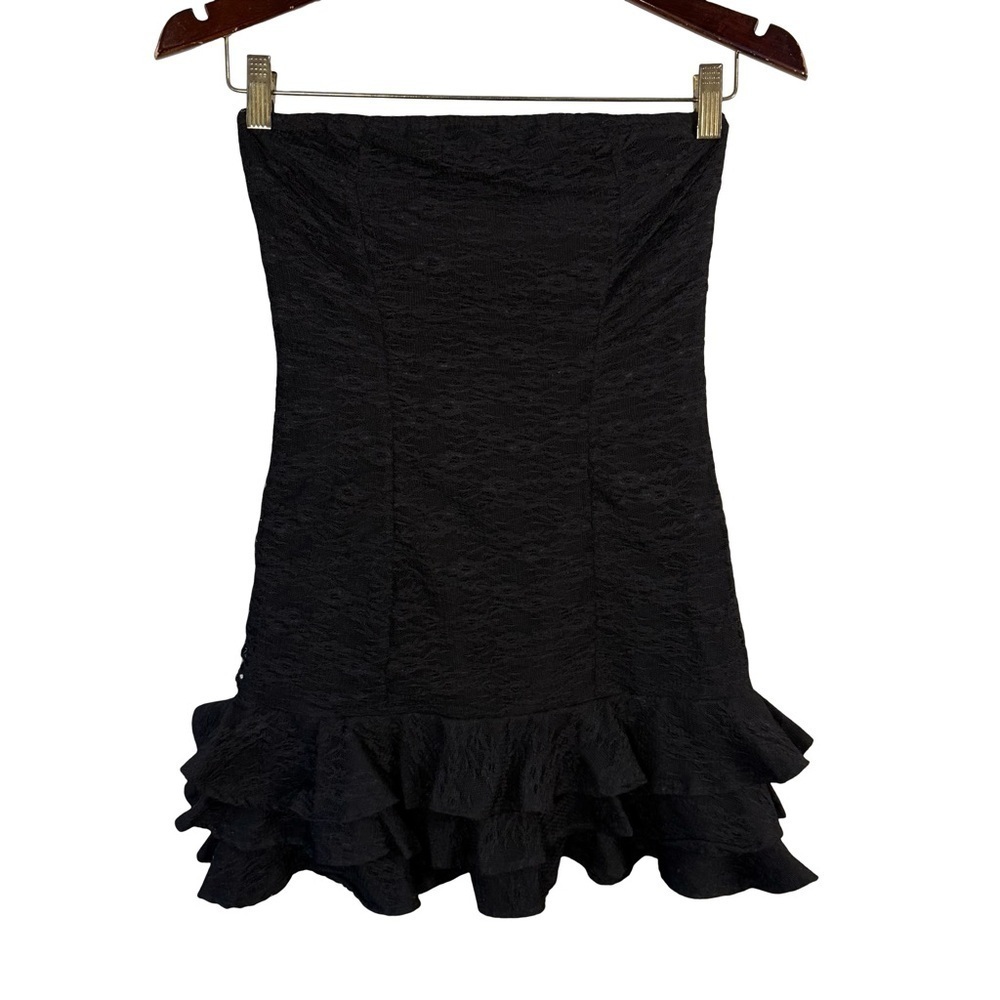 Urban Behavior Black Lace Strapless Micro Mini Dress Size M Y2K Clubwear - Picture 2 of 13